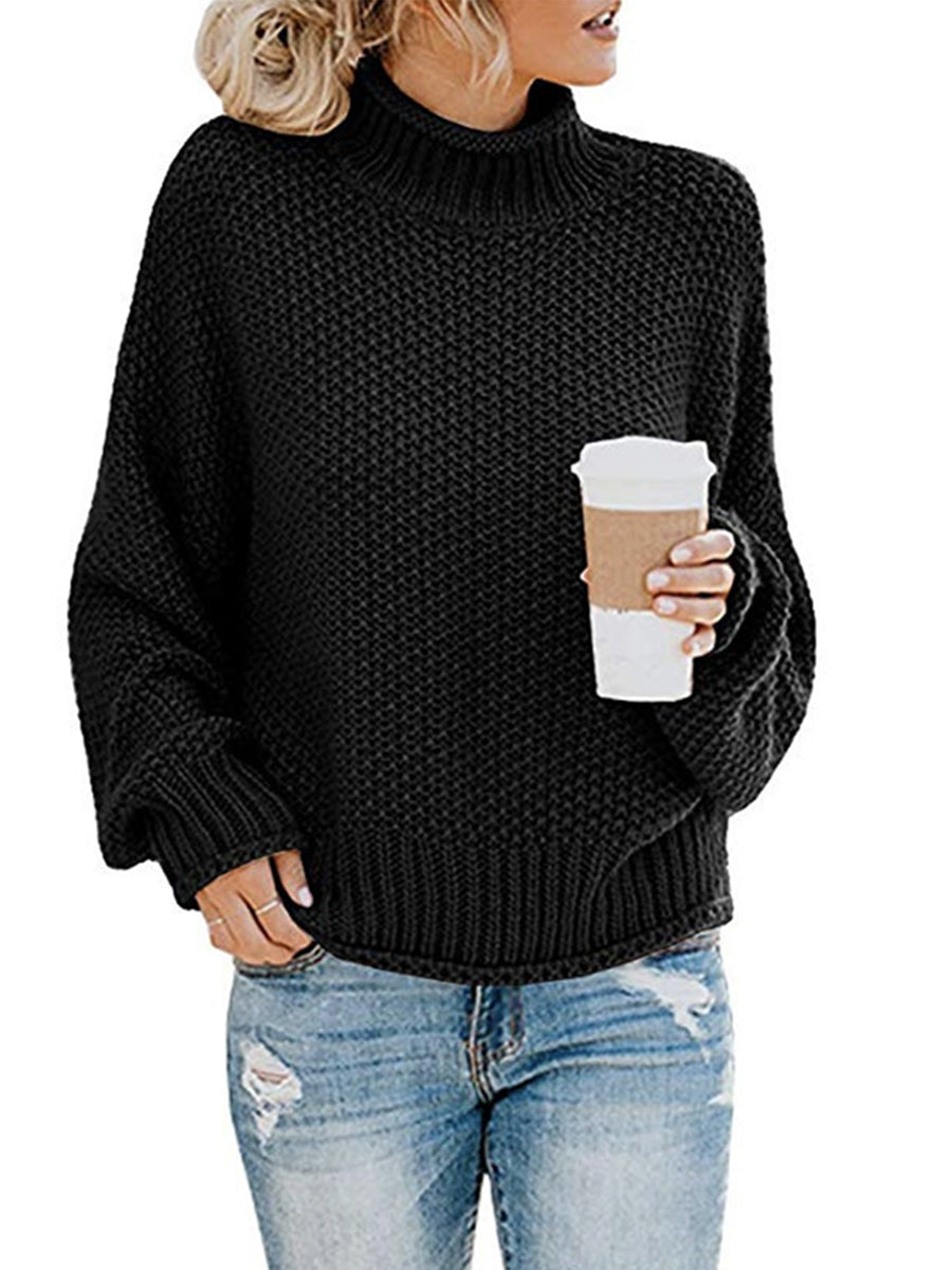 Our Best Polyester Blend Deluxe Cable Knit Turtleneck Dropped Shoulder Sweater (Multicolor)