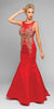 Juliet 623 Trumpet Style Gown with Applique Beading