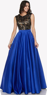 Juliet 661 Sleeveless Floor Length A-line Dress Keyhole Back