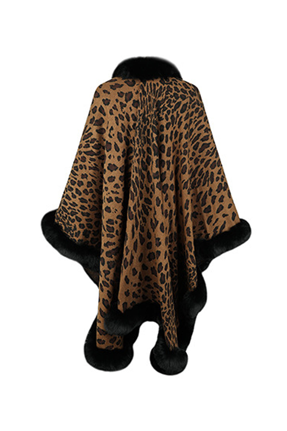 Monah Paloma 100% Acrylic Pretty-n-Plush Fur Fringe Leopard Pattern Print Poncho (Multicolor)