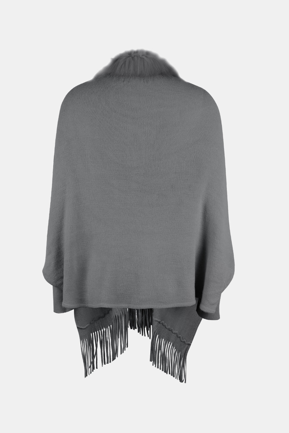 Monah Paloma 100% Polyester Pretty-n-Plush Fringe Detail Open Front Long Sleeve Poncho (Multicolor)