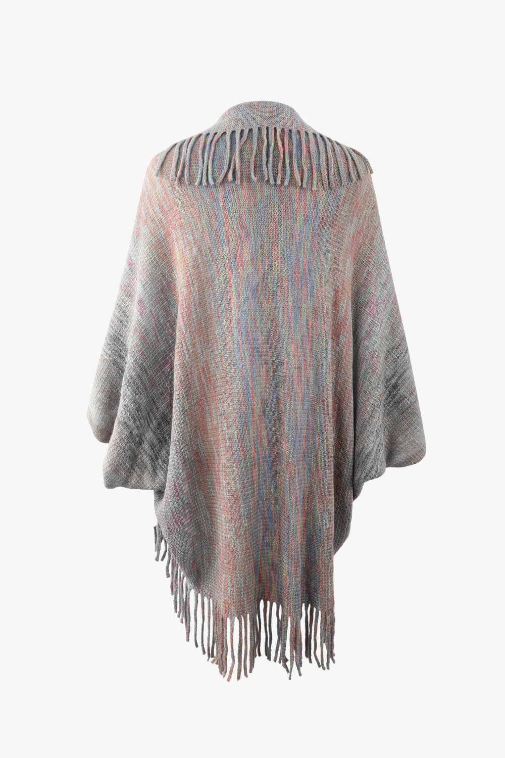 Monah Paloma Acrylic Blend Pretty-n-Plush Multicolored Fringe Trim Poncho (Multicolor)