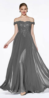 Cinderella Divine 7258 Off The Shoulder Long Gown