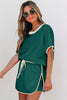 Luxury Colorblock Edge Drop Shoulder T Shirt and Skort 2Pcs Set - treasures-4-u-2-day