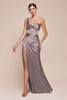 Ladivine 7448 Dress Long One Shoulder Satin Corset Gown