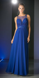 Cinderella Divine 7458 Illusion Sweetheart Long Chiffon Dress