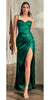 Ladivine 7495 Long Fitted Bustier Satin Draped Gown