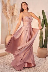 Strapless A-Line Satin Keyhole Dress