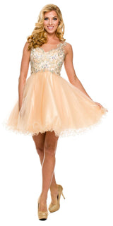 Juliet 749 Poofy A Line Short Dress Tulle Embroidery
