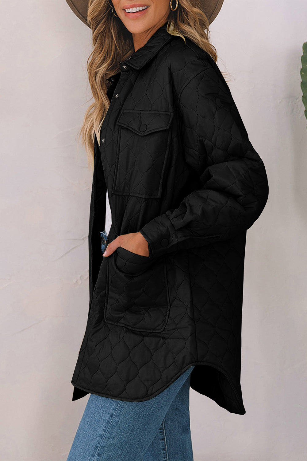 Our Best 100% Nylon Snap Down Collared Cushy Comfort Quilted Detail Winter Coat (Multicolor)