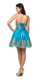Juliet 759 Short Sweetheart Neckline Strapless Dress with Bow