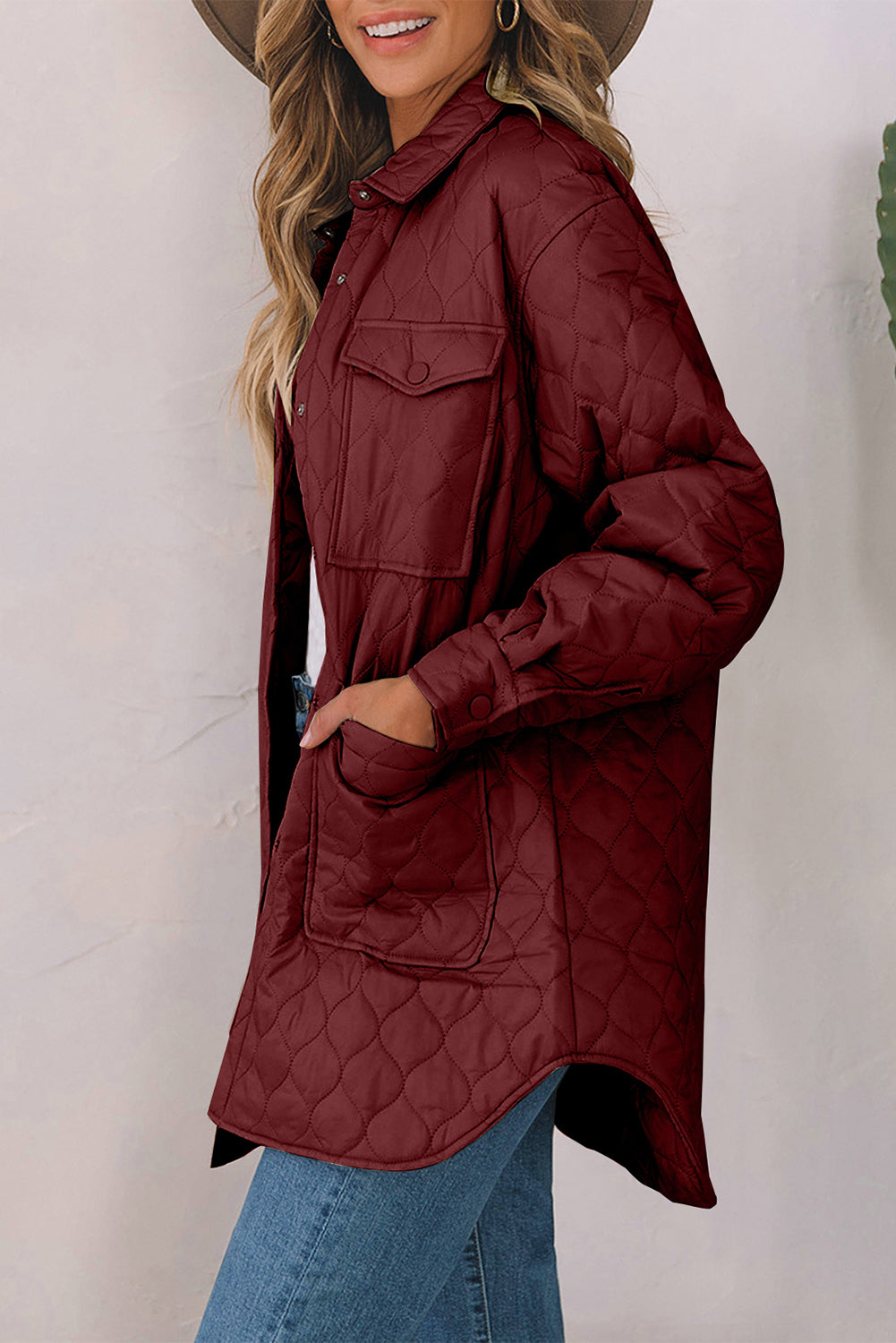 Our Best 100% Nylon Snap Down Collared Cushy Comfort Quilted Detail Winter Coat (Multicolor)