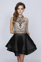 Juliet 777 Two-Piece Short Dress Halter Embellished Bodice