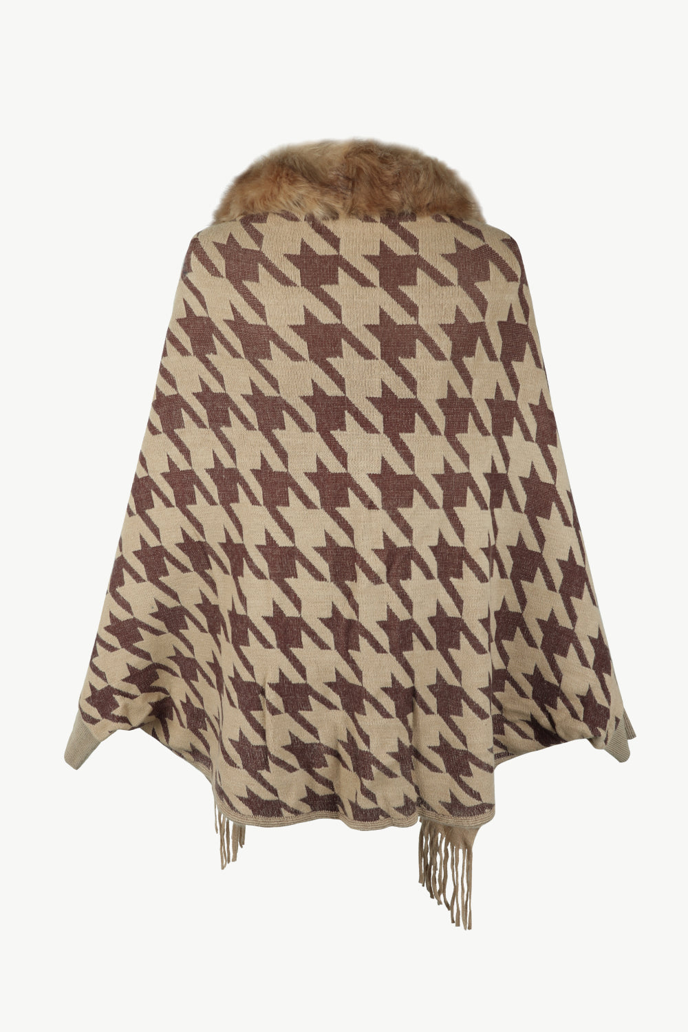 Monah Paloma 100% Polyester Pretty-n-Plush Houndstooth Fur Fringe Poncho (Multicolor)