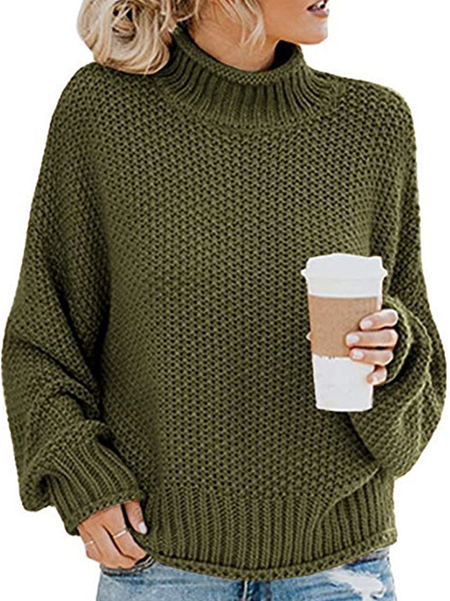 Our Best Polyester Blend Deluxe Cable Knit Turtleneck Dropped Shoulder Sweater (Multicolor)