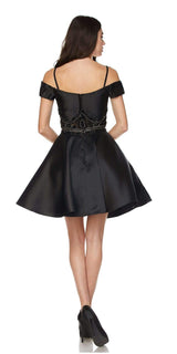 Juliet 790 Cold Shoulder Two-Piece Embellished Short Dress