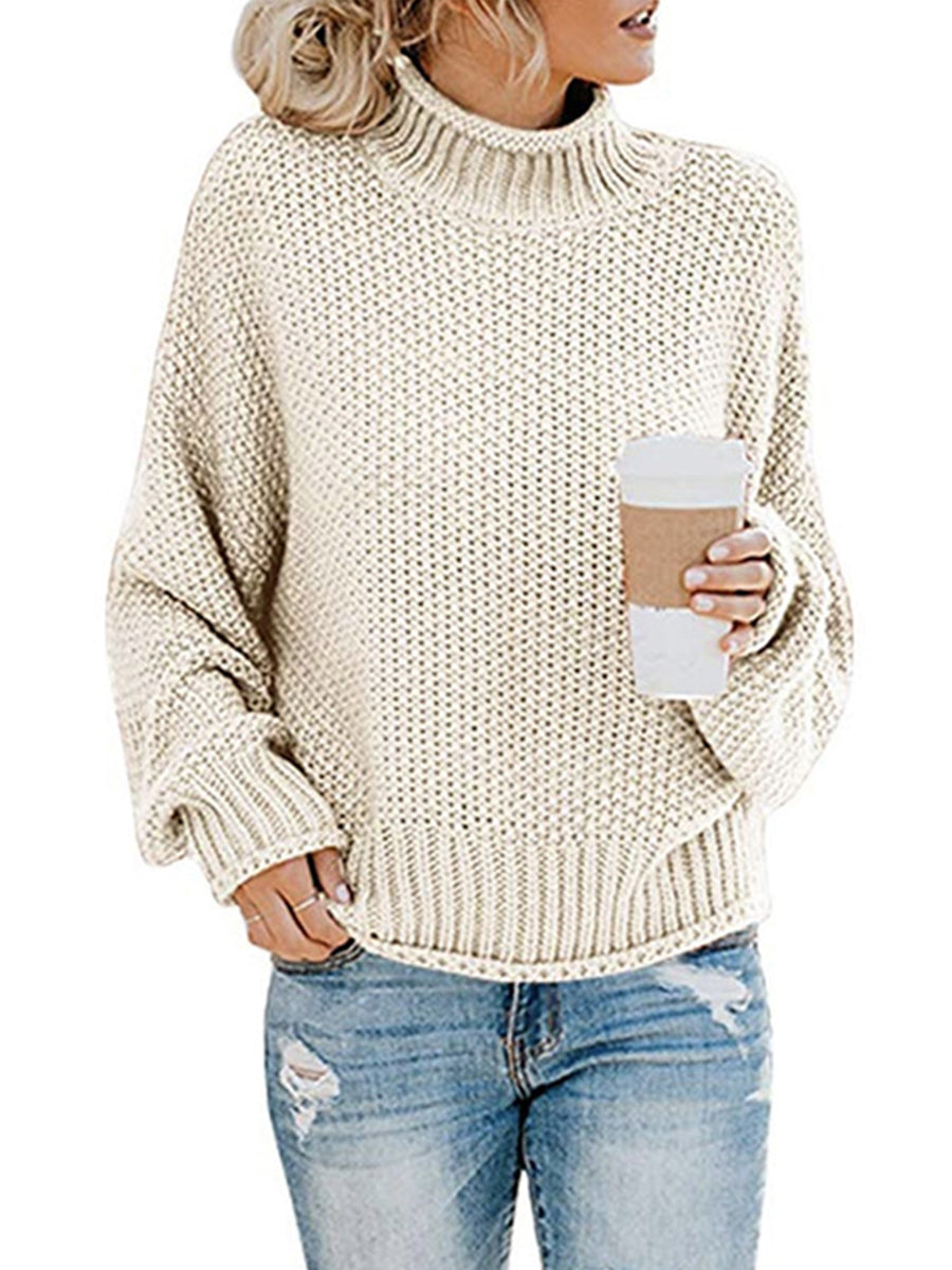 Our Best Polyester Blend Deluxe Cable Knit Turtleneck Dropped Shoulder Sweater (Multicolor)