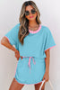 Luxury Colorblock Edge Drop Shoulder T Shirt and Skort 2Pcs Set - treasures-4-u-2-day