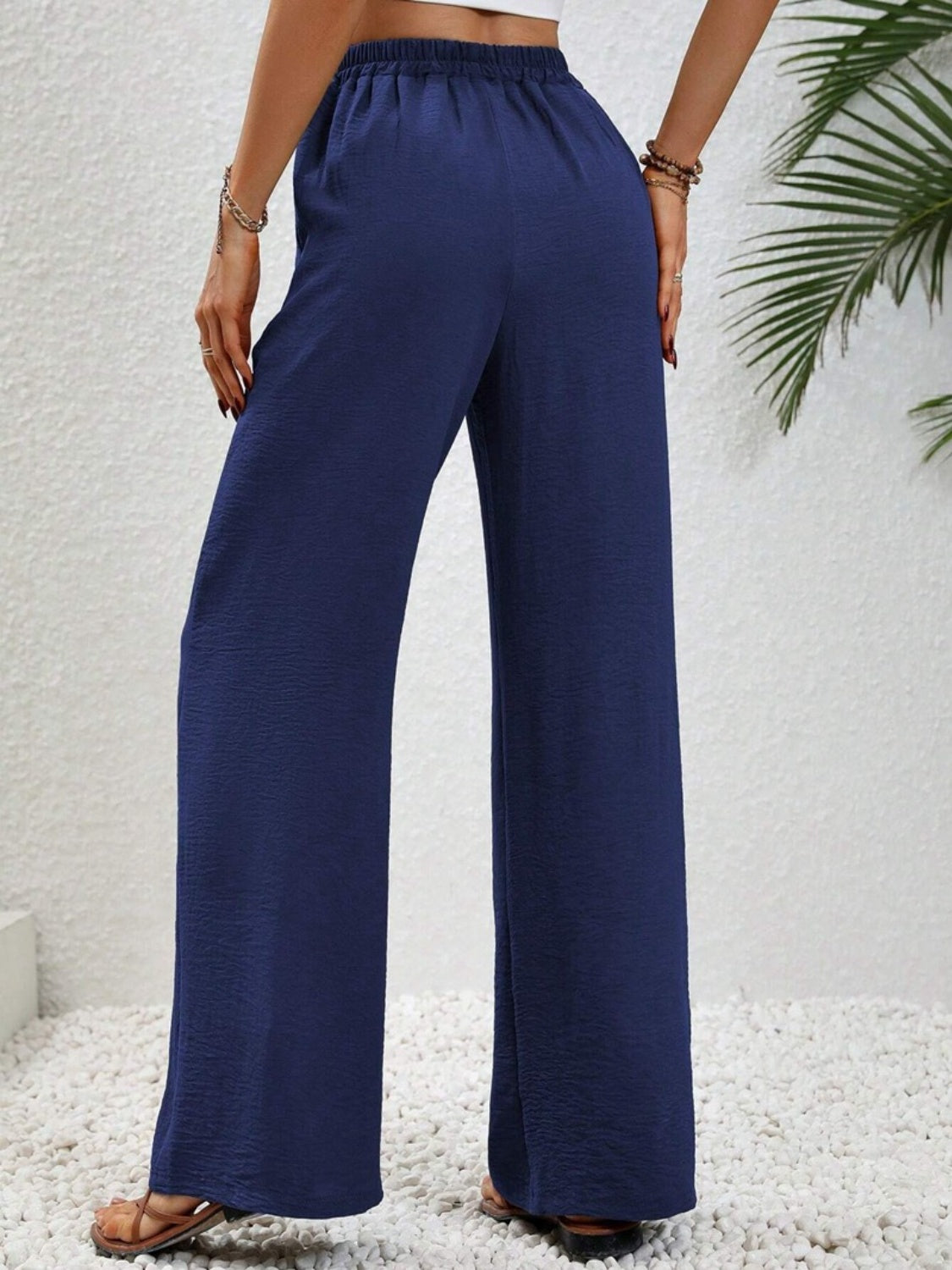 Our Best 100% Polyester Wide Leg Drawstring Waist Palazzo Pants (Multi Colors)