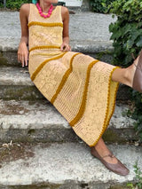 Knitted Sweater Contrast Color Vest Hollow Dress