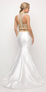 Cinderella Divine 84016 Beaded Bodice 2 Piece Mermaid Gown T-Back