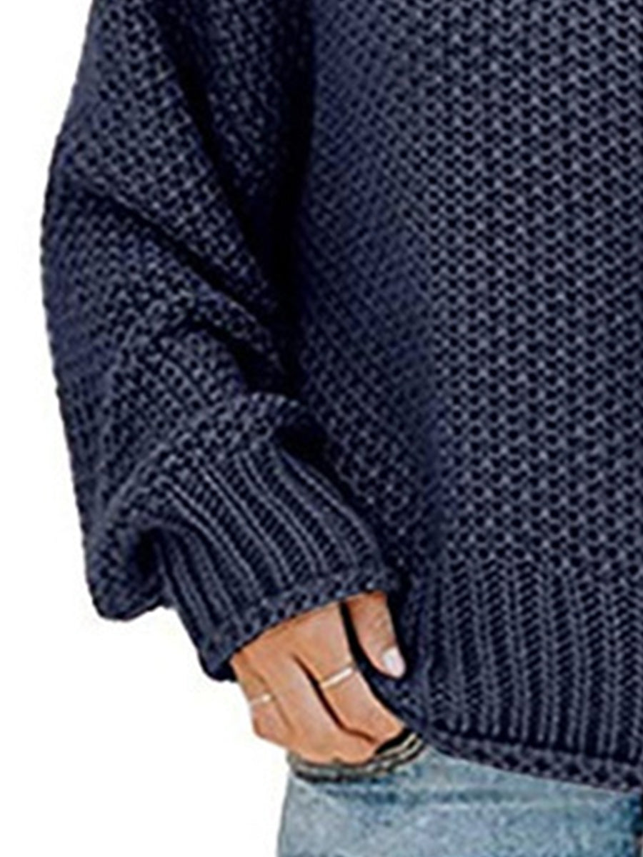 Our Best Polyester Blend Deluxe Cable Knit Turtleneck Dropped Shoulder Sweater (Multicolor)