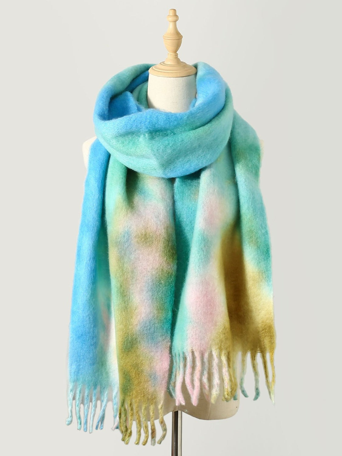 Tyra Tye-dye 100% Polyester Fringe Detail Tie-Dye Surplus Scarf (Multicolor)