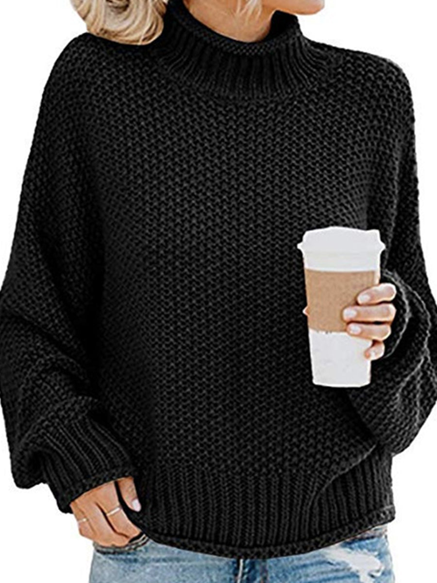 Our Best Polyester Blend Deluxe Cable Knit Turtleneck Dropped Shoulder Sweater (Multicolor)