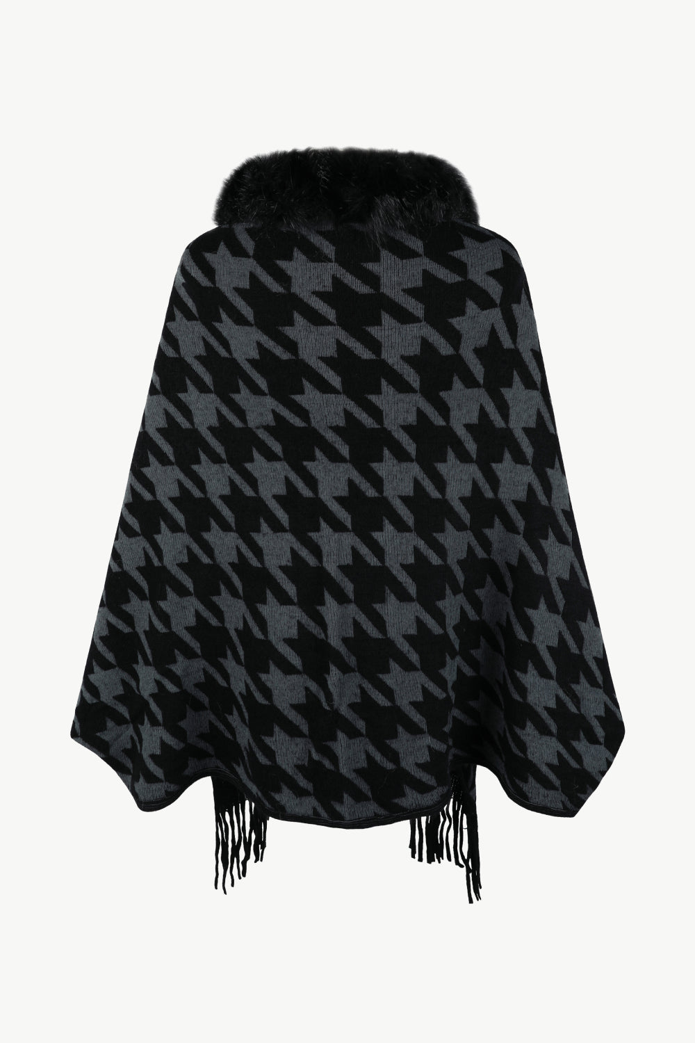 Monah Paloma 100% Polyester Pretty-n-Plush Houndstooth Fur Fringe Poncho (Multicolor)