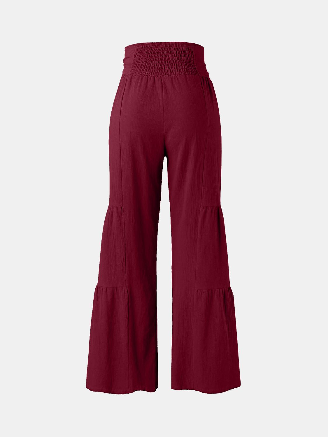 Our Best Polyester Blend Waist Tie Ruched Wide Leg Palazzo Pants (Multi-Colors)