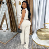 Doyerl Vintage Elegant 2 Piece Sets Woman Outfit Workwear Patchwork Double-breasted Vest Top and Wide Leg Pants Matching Sets - treasures-4-u-2-day