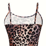 Fashion Leopard Print Slips Backless Sexy Bodycon Maxi Dress Summer Women Sleep Casual Clothes Dress Beach Party Vacation Club