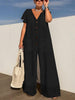 Single-breasted Pocket Elegant Solid Color Jumpsuit