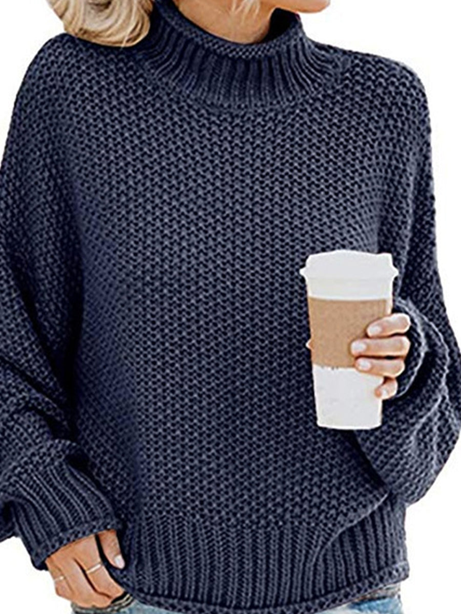 Our Best Polyester Blend Deluxe Cable Knit Turtleneck Dropped Shoulder Sweater (Multicolor)