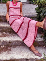 Knitted Sweater Contrast Color Vest Hollow Dress
