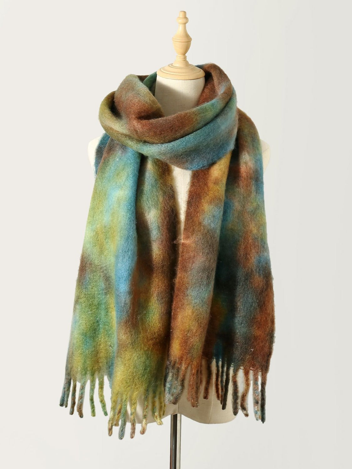 Tyra Tye-dye 100% Polyester Fringe Detail Tie-Dye Surplus Scarf (Multicolor)