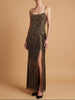 Spaghetti Strap Beaded Gown with Slit | Lara 9919