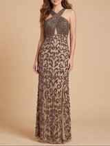 Beaded Cross Halter Dress | 9922