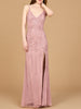 Beaded Lace-up Dress with Slit