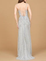Beaded Lace-up Dress with Slit