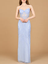 Beaded Corset Dress with Slit