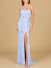 One Shoulder Beaded Gown with Slit