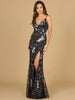 Mirror Beaded Gown With High Slit