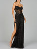 Embellished Strapless Gown with Slit | 9953
