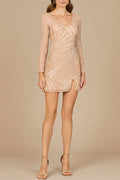 Long Sleeve V-Neck Cocktail Dress