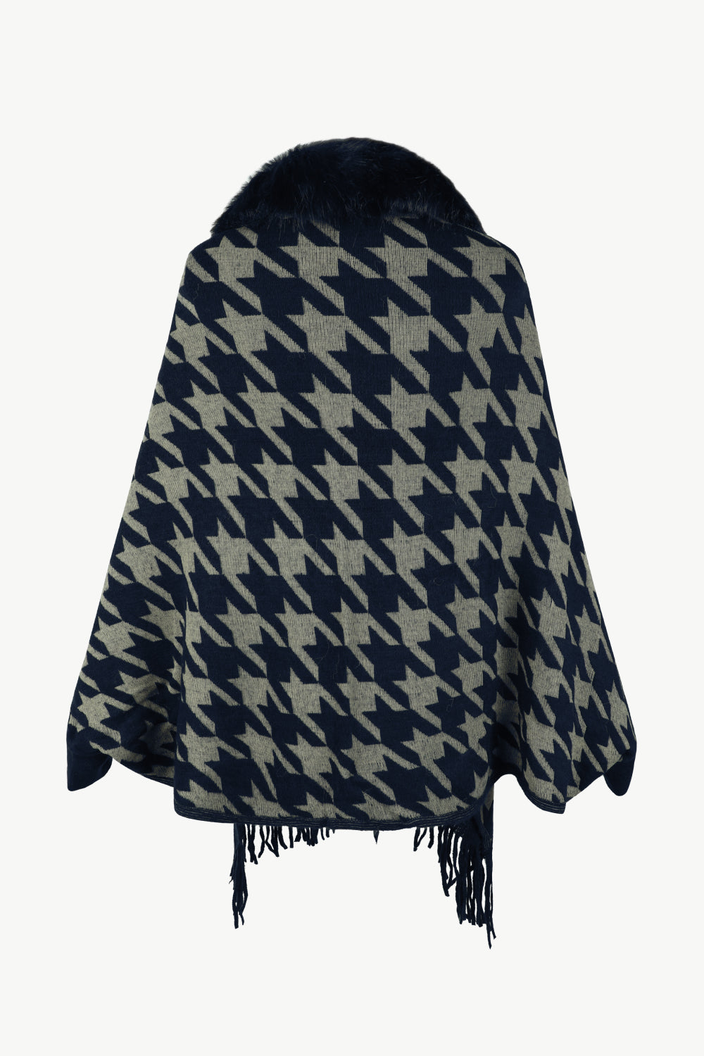 Monah Paloma 100% Polyester Pretty-n-Plush Houndstooth Fur Fringe Poncho (Multicolor)