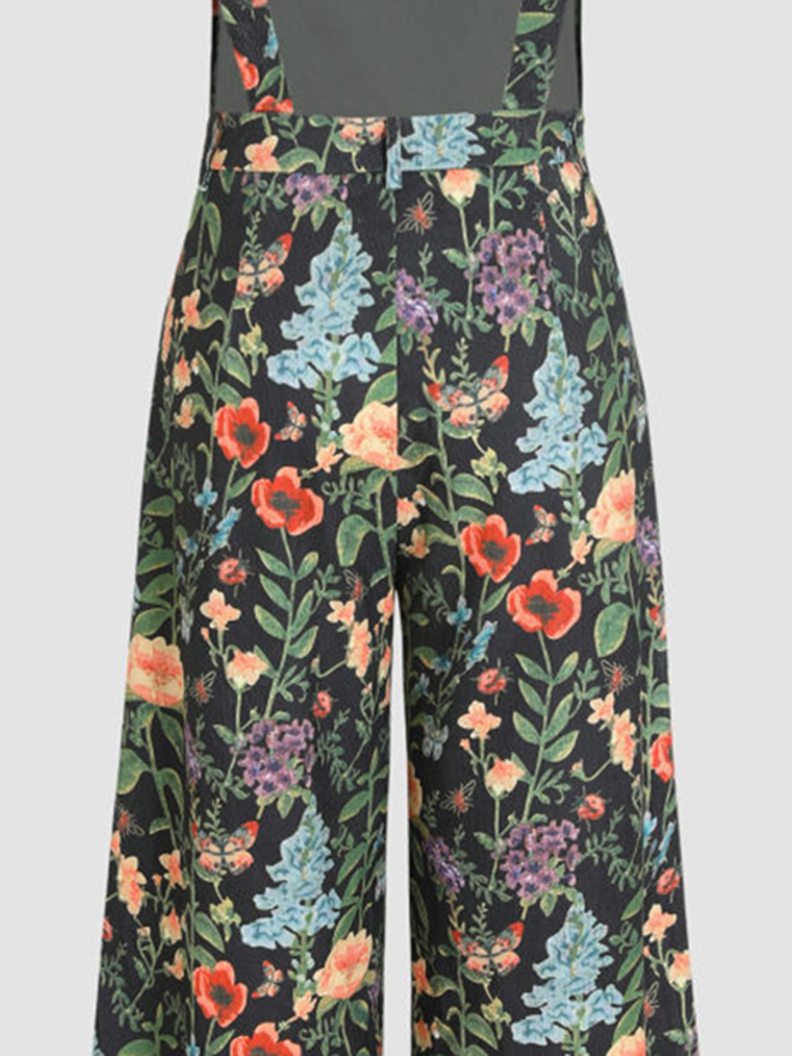 Our Best 100% Polyester Floral Graphics Print Wide Flare Gabardine Palazzo Pant Overalls (Multicolor)