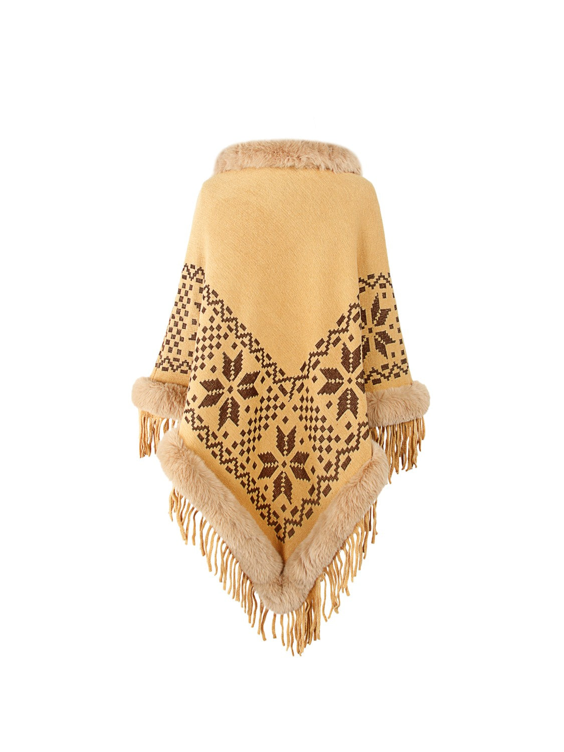 Monah Paloma Acrylic Blend Pretty-n-Plush Fringe Geometric Cape Sleeve Poncho (Multicolor)