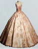 Champagne scoop fairy sequin long ball gown wedding dress