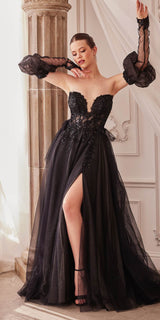 Andrea & Leo A1303 Long Strapless A-Line Glitter Tulle Gown